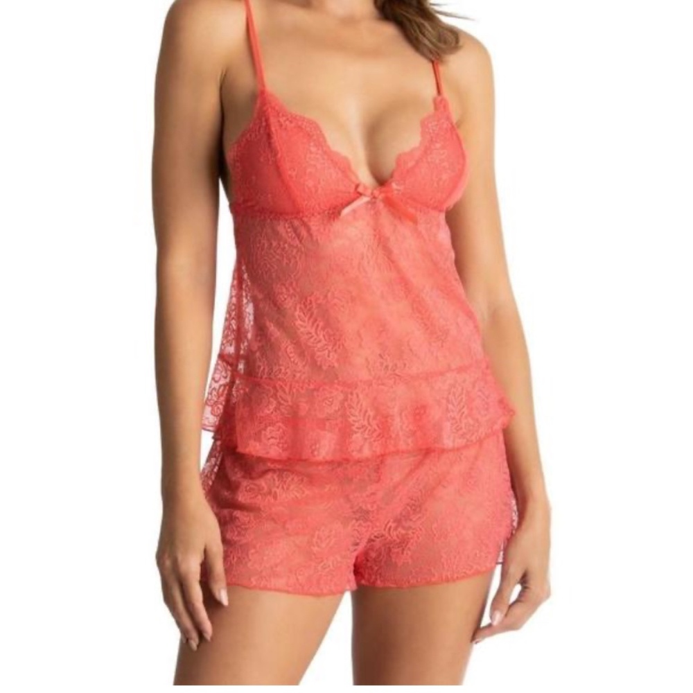 Linea Donatella Sexy Basics Lace Cami AND Shorts Lingerie Pajama Set Small NWT
